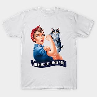 Vintage Childless Cat Ladies Vote Rosie The Riveter, Feminism T-Shirt